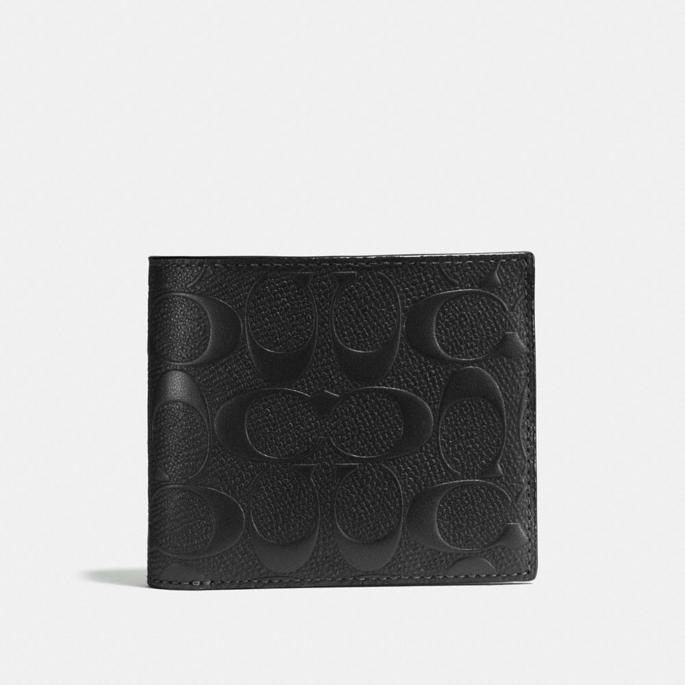 COACH COMPACT ID WALLET IN SIGNATURE LEATHER BLACK